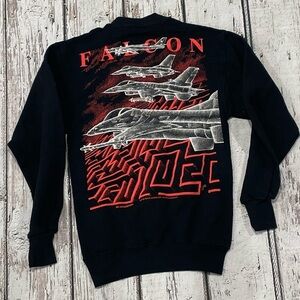 Vintage 1980s Curtis Wright Systems Falcon Jet Plane 80s Crewneck Sweatshirt